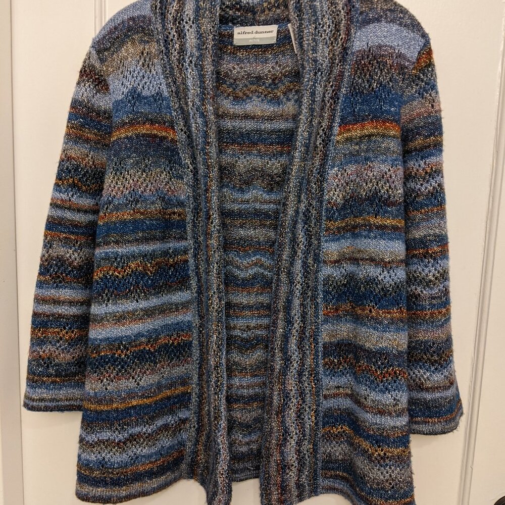 Alfred Dunner Petite M Crochet Open Front Cardigan Fairycore Boho Chic Festival